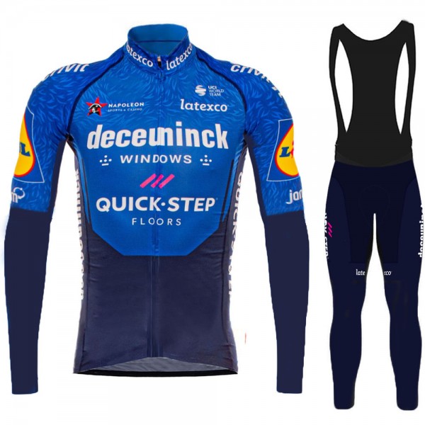 2021 Deceuninck quick step Pro Team Fietskleding Fietsshirt Lange Mouw+Lange Fietsbroek Bib 1010